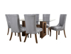 Comedores - Antecomedor Wonder 6 sillas cristal nogal claro