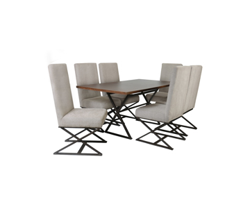 Comedores - Antecomedor tubular Simone 6 sillas bronce