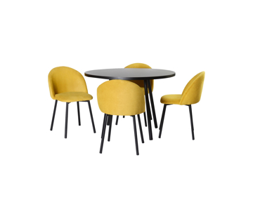 Comedores - Antecomedor Tubular redondo Paola 4 sillas negro
