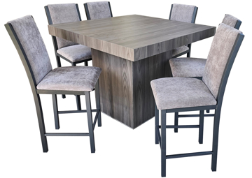 Comedores - Antecomedor Tubular alto Valeria 6 bancos madera abedul