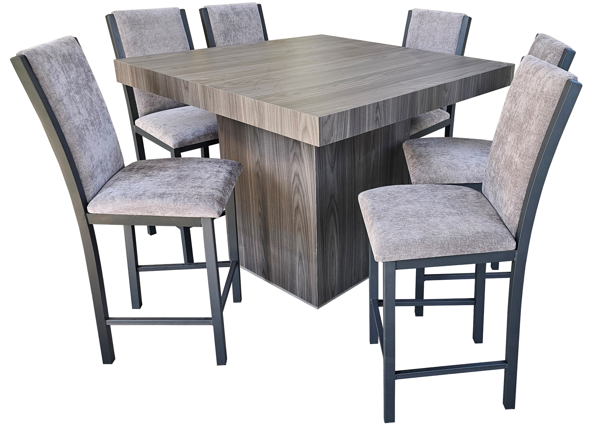 Comedores - Antecomedor Tubular alto Valeria 6 bancos madera abedul