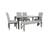 Comedores - Antecomedor tubular Renata 4 sillas 1 banca negro mate