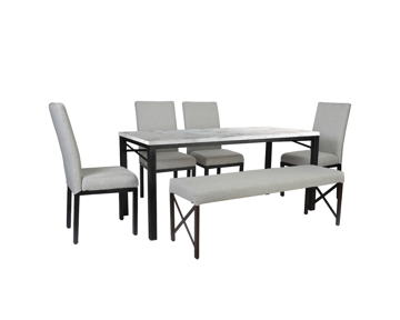 Comedores - Antecomedor tubular Renata 4 sillas 1 banca negro mate