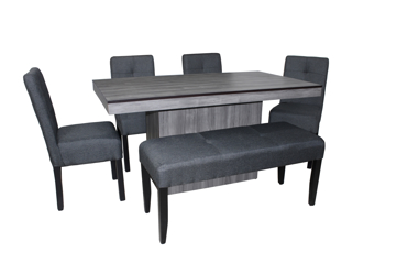 Comedores - Antecomedor Olimpo 4 sillas 1 banca gris