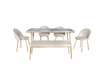 Imagen de Antecomedor Tubular Luciana 4 sillas 1 banca oro