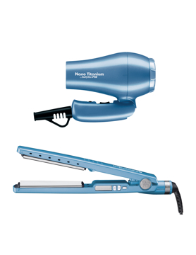 Imagen de Kit De Belleza Babyliss Alaciadora Nano Titanium Y Minisecadora Azul