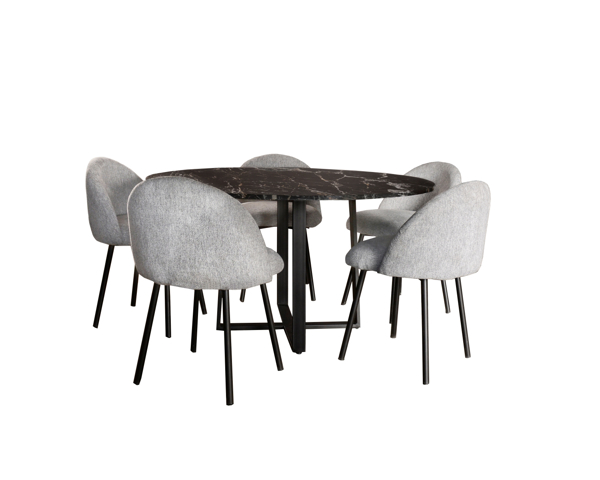 Imagen de Antecomedor Tubular Montecarlo 5 sillas negro mate