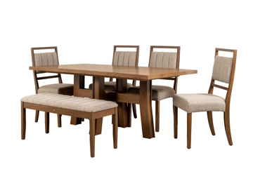 Imagen de Antecomedor Nikea 4 sillas 1 Banca nogal claro