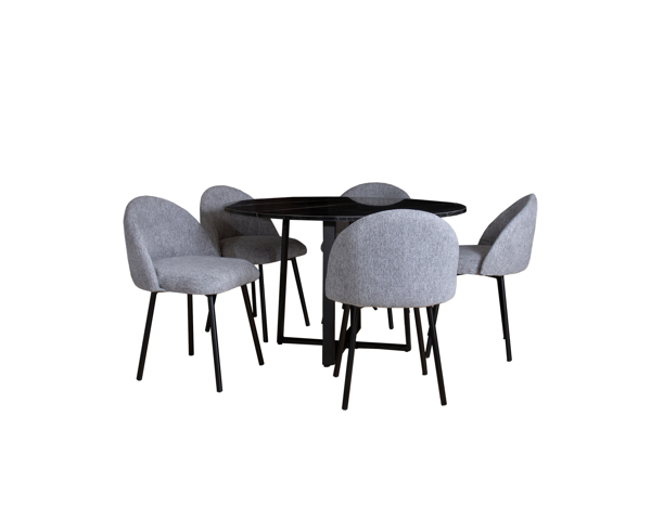 Imagen de Antecomedor Tubular Montecarlo 5 sillas negro mate
