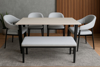 Imagen de Antecomedor tubular Noemi 4 sillas 1 banca gris/negro
