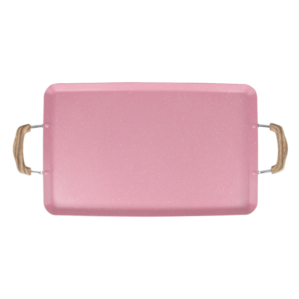Imagen de Comal Doble con Antiadherente Marmol Color Rosa CLC001-11