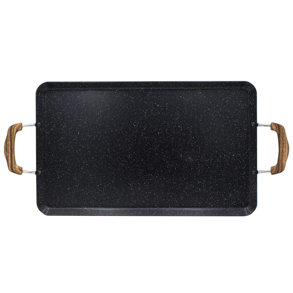 Imagen de Comal Doble con Antiadherente Marmol Color Negro CLC001-01