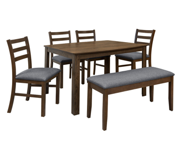 Imagen de Antecomedor Viarello 4 sillas 503 y 1 banca nogal