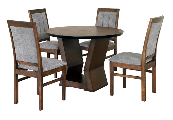 Imagen de Antecomedor Kani 4 sillas redondo tabaco