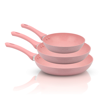 Imagen de Juego de Sartenes REVOLUX de Marmol Granito RV-PAN-3GPINK Color Rosa 20/26/28