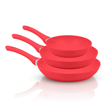 Imagen de Juego de Sartenes REVOLUX de Marmol Granito RV-PAN-3GRED Color Rojo 20/26/28