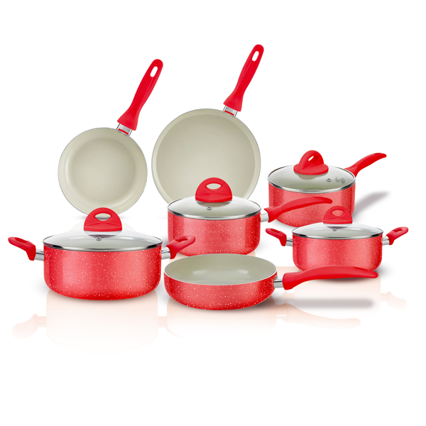 Imagen de Bateria de Cocina REVOLUX Marmol-Granito RV-SET-11RED Color Rojo