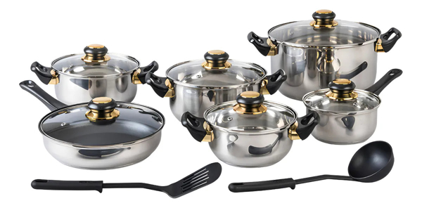 Imagen de Bateria Cinsa 322499 Acero Inox 12 pza VIENA + 2 Utensilios