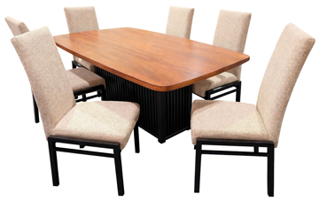 Imagen de Antecomedor tubular Isabella 6 sillas Encino/ Rivol Moka