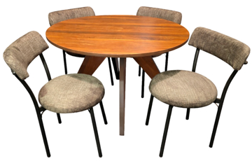 Imagen de Antecomedor tubular redondo Ariana 4 sillas Antra/ Rivol Nikel