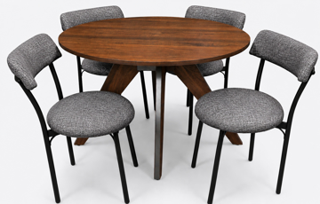 Imagen de Antecomedor tubular redondo Ariana 4 sillas Antra/ Rivol Nikel