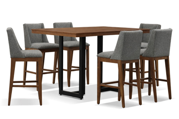 Imagen de Antecomedor Tubular Paris 6 bancos nogal/ gris