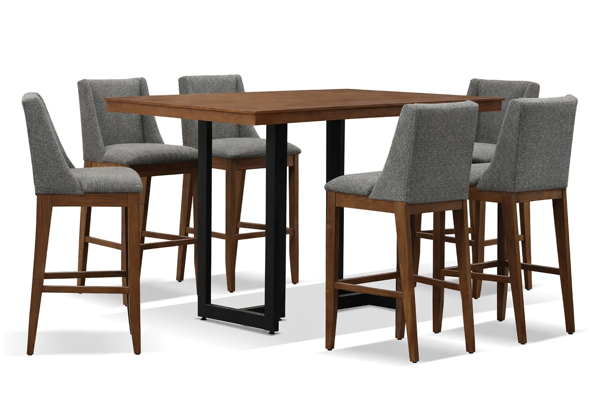 Imagen de Antecomedor Tubular Paris 6 bancos nogal/ gris