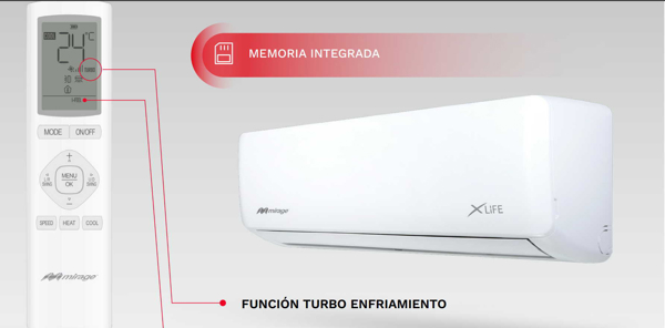 Imagen de Minisplit  Mirage X LIFE SETCLC120J1TON 110V C/CALEF Blanco