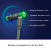 Imagen de Bateria Recargable 4 baterías recargables USB Li-Ion tipo AAA, de 600 mWh BAT-LI-AAA4 USB