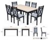 Imagen de Antecomedor tubular Giselle 6 sillas gris/negro