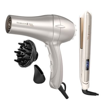 Imagen de Kit De Belleza Remington Alaciadora  y secadora Shine Therapy S9511-d2016(110)f  Perla