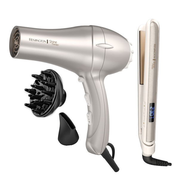 Imagen de Kit De Belleza Remington Alaciadora  y secadora Shine Therapy S9511-d2016(110)f  Perla