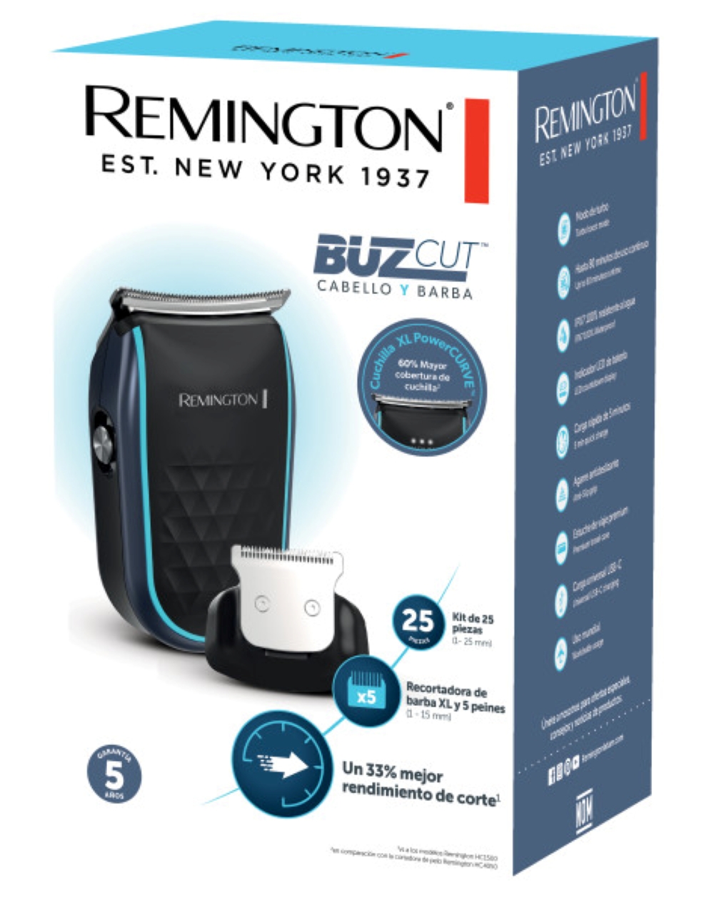 Recortador Remington de Cabello y Barba Buzcut Hc8005-la Negro ...
