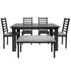 Imagen de Antecomedor tubular Lucy 4 sillas, 1 banca grabado/gris