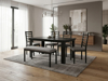 Imagen de Antecomedor tubular Lucy 4 sillas, 1 banca grabado/gris