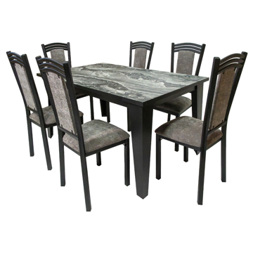Imagen de Antecomedor Tubular Araceli 6 Sillas Marmol/Negro
