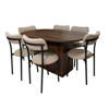 Imagen de Antecomedor Tubular Emma 6 Sillas madera antra/ tapiz moka